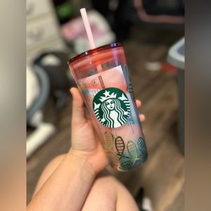 Glass floral starbucks cup